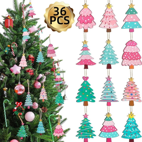 Christmas Tree Ornament, Festive Hanging Decor for Xmas Decoration, Tree Shaped, 36 Pcs