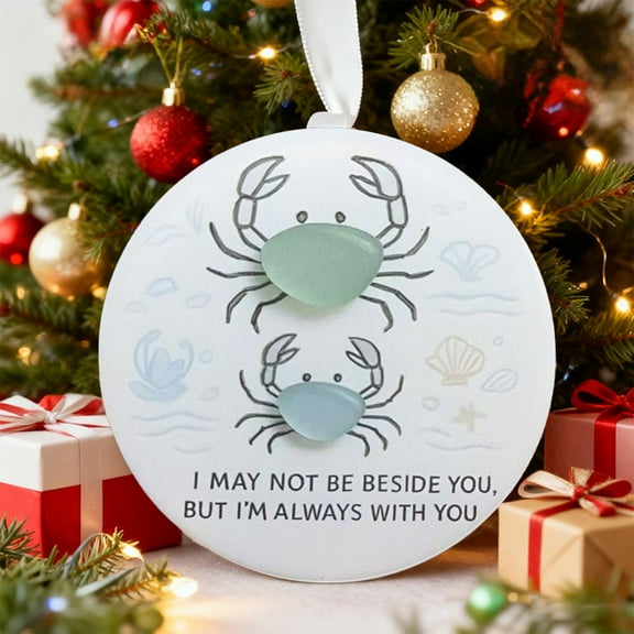 Christmas Tree Ornament Friendship Cats and Crab Design Glitter Hanging Decoration 3.15 Inch Paper Craft Holiday Keepsake Gift for Best Friend Family Member Christmas Decor