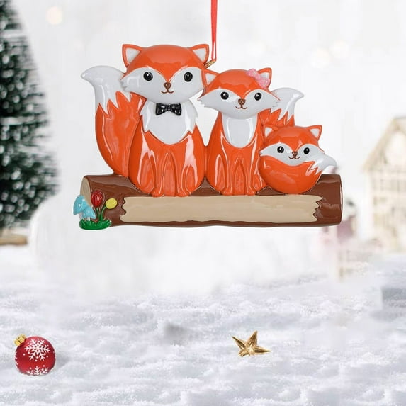 Christmas Tree Ornament, Holiday Decoration, Festive Fox Resin Hanging Ornament for Christmas Tree Decor, Orange Keepsake Gift for Family, 3.54 x 3.15 Inches