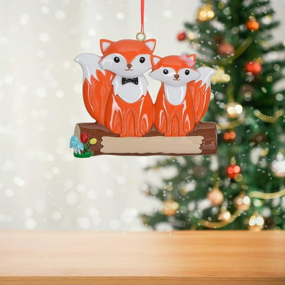 Christmas Tree Ornament, Holiday Decoration, Festive Fox Resin Hanging Ornament for Christmas Tree Decor, Orange Keepsake Gift for Family, 3.54 x 3.15 Inches