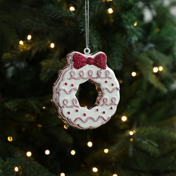 Christmas Tree Ornament Pendant 4.33x3.15x1.57in Plastic Festive Decor Character Snowflake Reindeer Scene