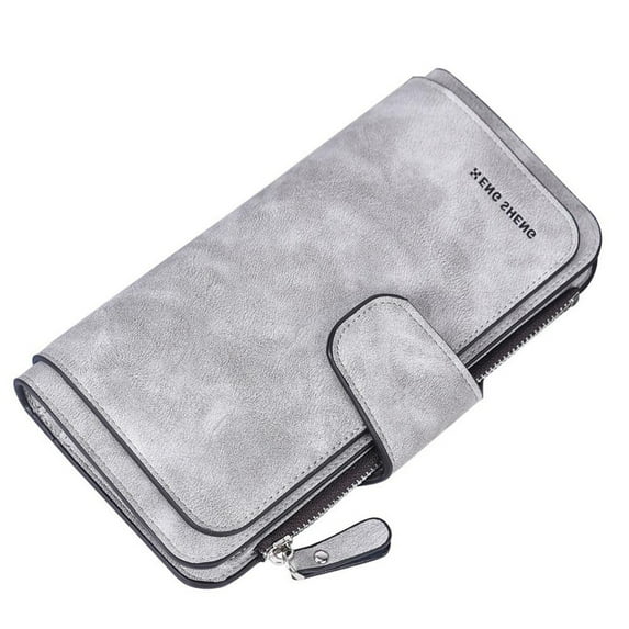 Women's Wallet | Frosted Leather Long Zipper Coin Purse | RFID Blocking | Large Capacity | Multiple Card & Photo Slots | Nubuck Texture | 1 Piece