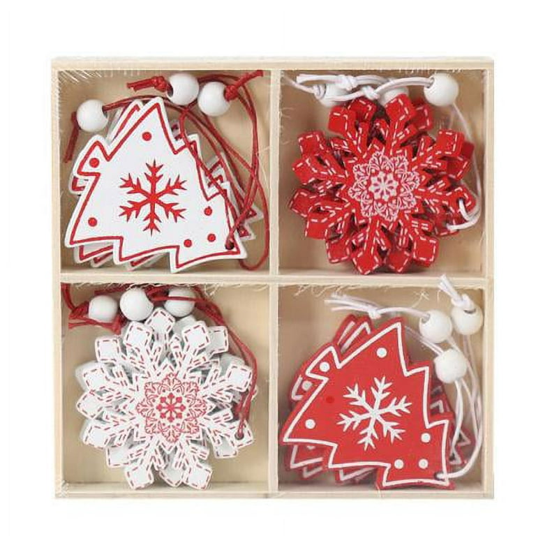 EQWLJWE Wooden Christmas Tree Ornaments - Set of 12 - Small Wooden