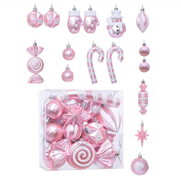 Christmas Tree Ornament Set 16Pcs Plastic Candy Ball Hanging Ornaments Set Christmas Home Holiday Party Decorations