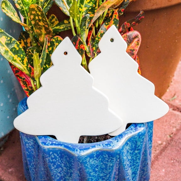 Christmas Tree Ornament Set 3.7" STOCK Ceramic Bisque Ready To Paint Pottery