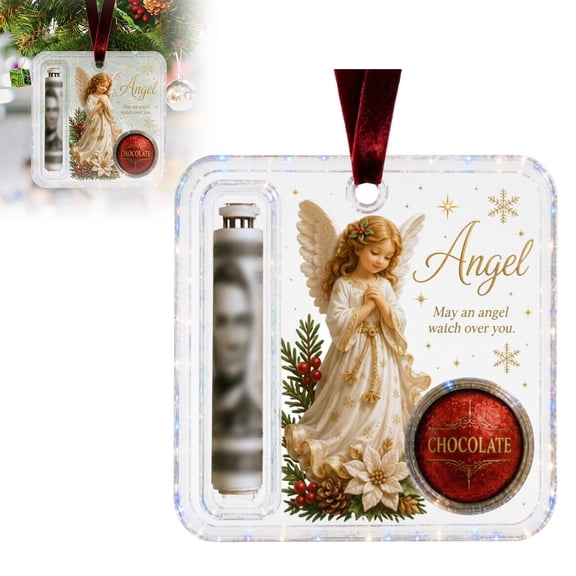 Christmas Tree Ornament with Card Holder Slot, 3.94in Acrylic Hanging Charm, Festive Pendant for Tree, Handbags & Keychains, 1PC (Angel)