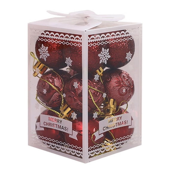 Christmas Tree Ornaments - 12PCS Claret Plastic Christmas Balls Christmas Hanging Baubles Set for Xmas Tree Decorations (1.57" in Dia）