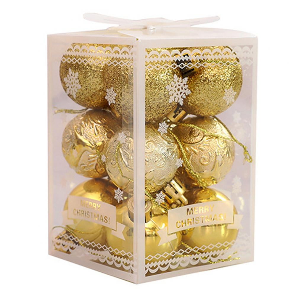 Christmas Tree Ornaments 12PCS Gold Plastic Christmas Balls Christmas