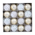 thumbnail image 1 of Christmas Tree Ornaments 16 Piece Pack Gold and White for Holiday Season Decor, 1 of 6