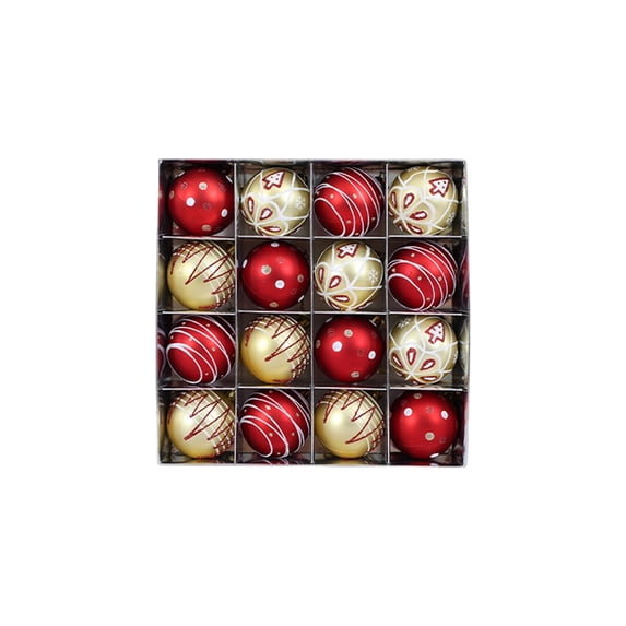 Christmas Tree Ornaments 16 Piece Red and Gold Boxed Set for Holiday Home Decor