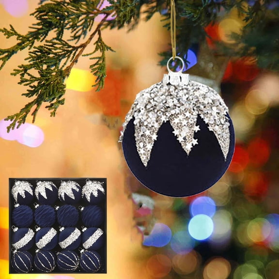 Christmas Tree Ornaments, 16PCS Velvet Glitter Ball Set with Shatterproof Design for Xmas Tree Decoration, Luxury Flocked Holiday Baubles for Home Party Decor 2025 Trend