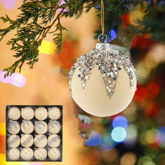 Christmas Tree Ornaments, 16PCS Velvet Glitter Ball Set with Shatterproof Design for Xmas Tree Decoration, Luxury Flocked Holiday Baubles for Home Party Decor 2025 Trend
