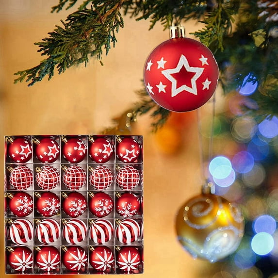 Christmas Tree Ornaments – 25PCS Painted Ball Set, Colorful Shatterproof Holiday Baubles for Xmas Tree, Wreaths, Garlands, Table Centerpieces, Party & Home Decorations