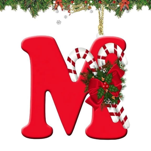 Christmas Tree Ornaments – 26 Initial Letter Decorations, Red Hanging Pendants for Indoor Holiday Decor & Kids’ Xmas Gifts