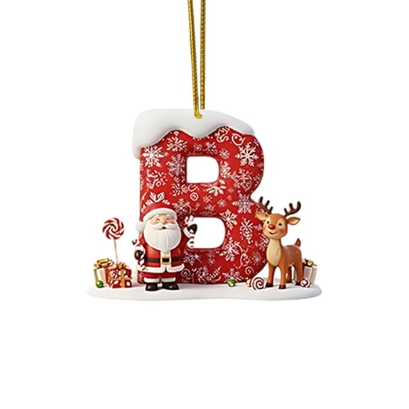 Christmas Tree Ornaments 2D Acrylic Letter Pendant, Alphabet Decorations for Holiday Tree Diy Crafts, Family Gathering Stocking Stuffers, Front Door Welcome Hanging Decor for Seasonal Akmoler