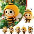 thumbnail image 1 of Christmas Tree Ornaments 2D Flat Acrylic Honey Bee Christmas Decorations Hanging Pendant with Rope for Showcase, Bedside Table, Dining Cabinet, Entrance Hook, Car Mirror(1/6 Pcs), 1 of 9