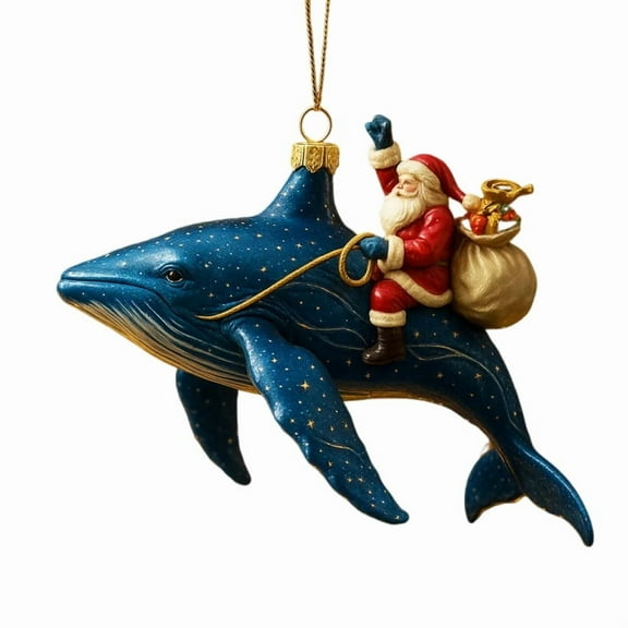 Christmas Decorations Santa Claus Ornaments Santa Claus Hanging Ornaments Marine Animals Decorations 2D Flat Ornament for Fireplace, Stairs, Home Decor