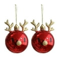 thumbnail image 1 of Christmas Tree Ornaments - 2pcs Decorated Deer Balls Christmas Hanging Decorations Reindeer Head Shatterproof Christmas Balls Gifts Holiday Decor for Xmas Tree, Indoor & Outdoor, 1 of 4
