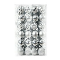 Christmas Tree Ornaments, 48PCS Silver Shatterproof Ball Set with Mixed Textures for Xmas Tree Decoration, Elegant Metallic Holiday Ornament Set for Home Party Decor 2025 Trend