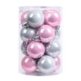 thumbnail image 1 of Christmas Tree Ornaments 4cm 16-Piece Set Pink Flocked Hanging Balls with Electroplated Finish for Holiday Decorations, 1 of 7