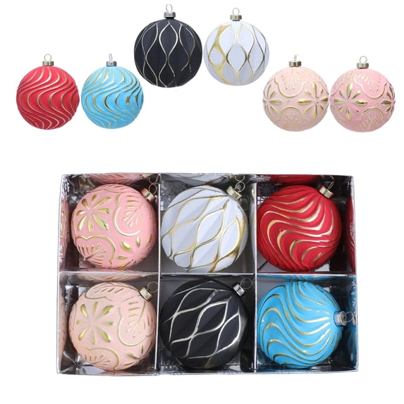 Christmas Tree Ornaments, 6 Piece Christmas Ornaments Set, Matte Colorful Decorative Hanging Ornaments, 3 Inch Decorative Balls, Scratch-Resistant Colored Hanging Baubles for