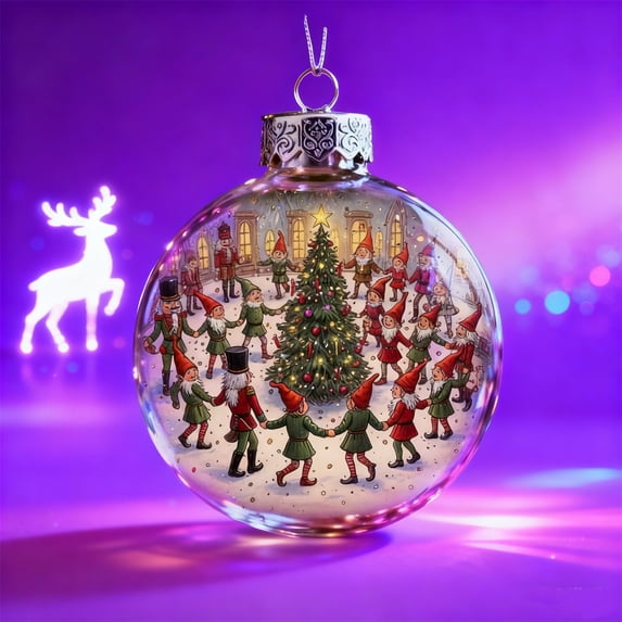 Christmas Tree Ornaments 6D Flat Acrylic Pendant Flat Christmas Ball Ornaments for Fireplace, Wall, Window, Front Door, Holiday Party Decor