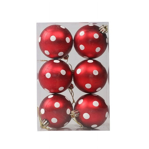 Christmas Tree Ornaments, 6Pcs Christmas Ball Decoration Set 2.36" Red Green and White Christmas Ball Shatterproof Hanging Tree Ornament Set