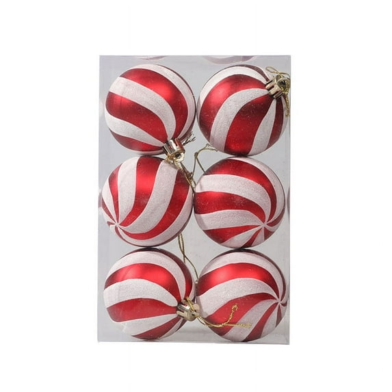 Christmas Tree Ornaments, 6Pcs Christmas Ball Decoration Set 2.36" Red Green and White Christmas Ball Shatterproof Hanging Tree Ornament Set