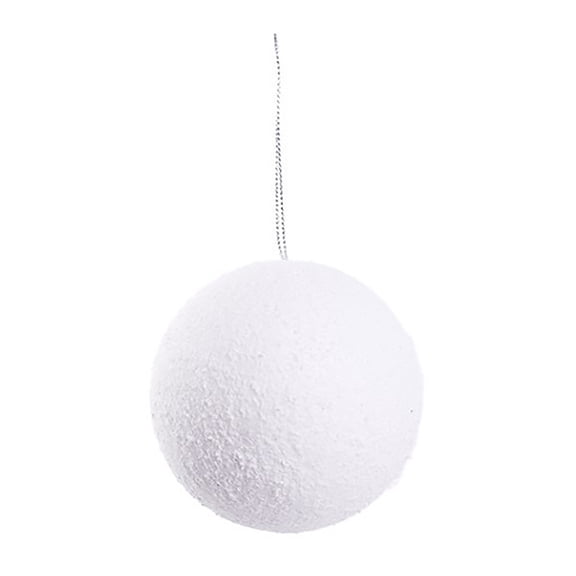 Christmas Tree Ornaments 6pcs Foam White Snowball Hanging Decor with Rope, Small Round Xmas Pendant for Winter Holiday Party DIY Home Tree Wedding Supply - 1.6"