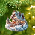 thumbnail image 1 of Christmas Tree Ornaments, Acrylic Cabin Hanging Decor with Winter Snow Scene Design, Festive Holiday Decorations for Home Xmas Tree(A), 1 of 5