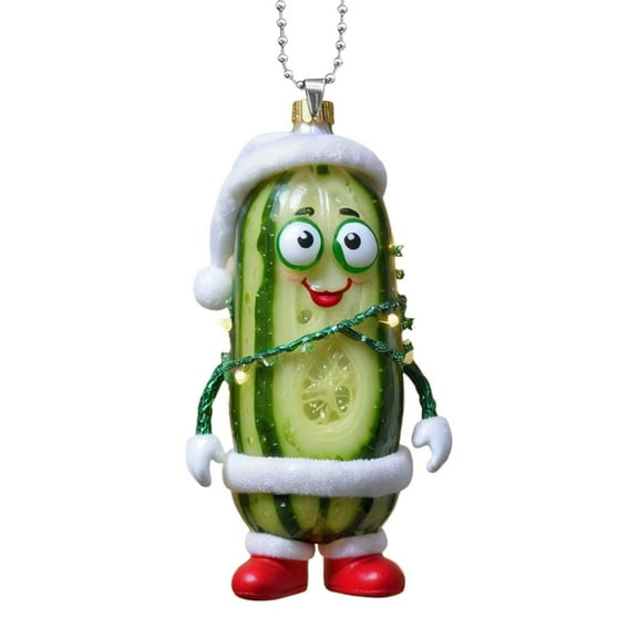 Christmas Tree Ornaments, Acrylic Christmas Decorations, Mini Cucumber Pendant for Xmas Tree, Transparent Glossy Durable Hanging Decoration with Rope for Car Gift Packaging and Festive Use