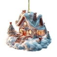 thumbnail image 1 of Christmas Tree Ornaments Acrylic Snow Village Houses Hanging Ornament 2D Christmas Scene Village Houses Town, Log Cabin Christmas Tree Ornaments,Rustic House Figurines Winter Wonderland Decorations, 1 of 5