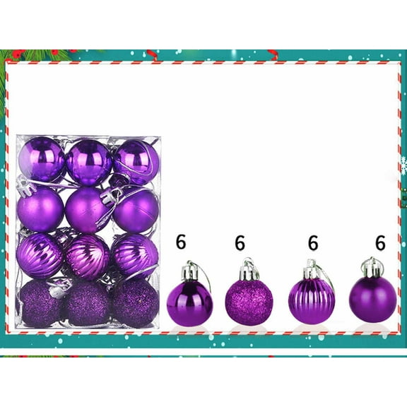 ‌Christmas Tree Ornaments Balls - 24 Pack 1.2in Plastic Glitter Baubles Set for Xmas Tree Decor,Shatterproof Xmas Bulbs Decorations Set for for Christmas Trees,Windows,Wedding‌