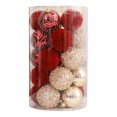 thumbnail image 1 of Christmas Tree Ornaments Balls Set - 25pcs Plastic Hanging Flocked Baubles with Matte, Shiny & Glitter Finishes, Holiday Decoration for Tree, Window & Party Scene, 1 of 5