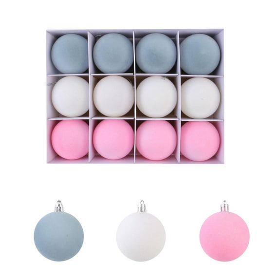 Christmas Tree Ornaments, Christmas Ball Decorations, 12Pc 6cm Colorful Flocking DIY Christmas Tree Hanging Pendant Accessories, Soft Material Holiday Decor for Family and Office