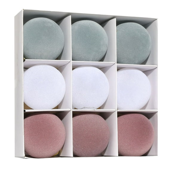 Christmas Tree Ornaments, Christmas Ball Decorations, Flocked Hanging Bauble Set for Holiday Home Party, Durable Plastic Material with Easy-to-Hang Metal Buckle and Rope