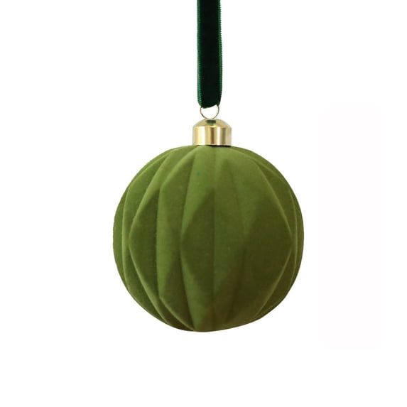 Christmas Tree Ornaments,Christmas Decorations,Velvet Flocked Christmas Tree Ornaments,Shatterproof Plastic Hanging Balls Luxury Xmas Decor for Home Porch Party(Green-C 3.15*3.15*3.15in)