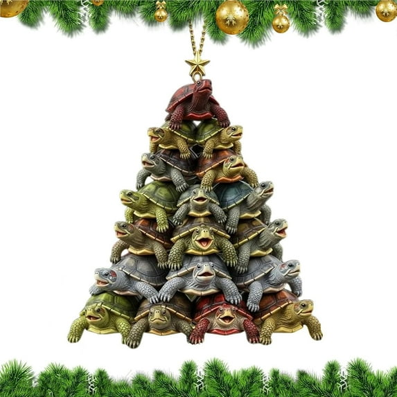 Christmas Tree Ornaments, Christmas Hangable Pendants, Acrylic Sea Turtle Shape Pendant for Window Door Wall Garden Backyard Holiday Event, Garden Home Decorators Party