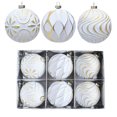 thumbnail image 1 of Christmas Tree Ornaments, Christmas Ornaments Set, Decorative Hanging Ornaments, Decorative Balls, 6 Piece 3 Inch Diameter White Scratch Finish Gold Embossed Hanging Balls for, 1 of 7