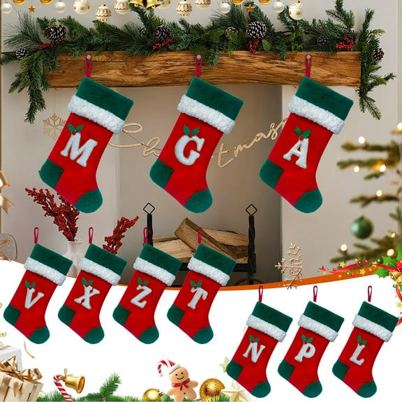 Christmas Tree Ornaments Christmas Stockings with Initials Christmas Decorations Three-dimensional Legs Old Man Doll Decorative Socks Bedside Gift Bag Christmas Hanging Stockings