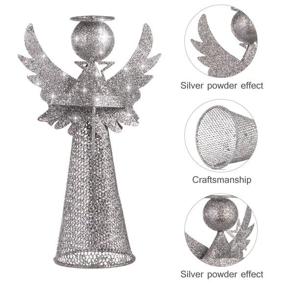 Supvox Tree Top Decoration Christmas Tree Topper Angel Iron 1Pack Silver