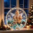 thumbnail image 1 of Christmas Tree Ornaments, Coastal Beach Acrylic 2D Flat Hanging Decor with Sea Glass, Seashells & Pinecones Accents, Lightweight Round Ornament for Xmas Tree, Window & Holiday Home Party, 1 of 6