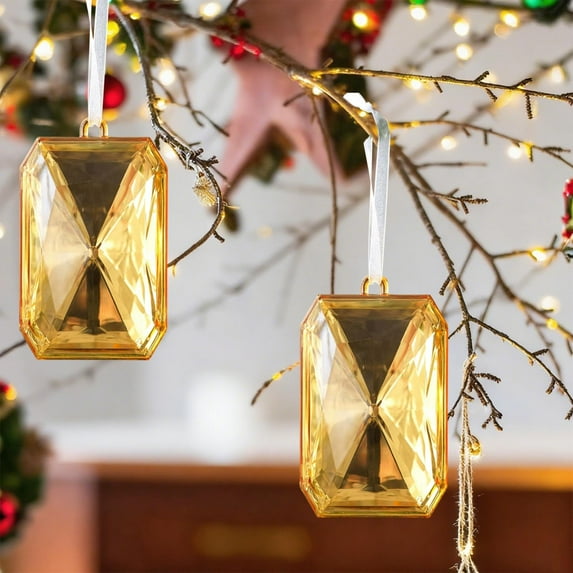 Christmas Tree Ornaments Colorful Shimmering Plastic Gemstones Pendants Christmas and Valentines Day Decorations Holiday Products Gifts