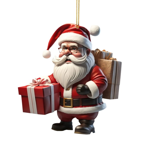 Christmas Tree Ornaments, Cute Acrylic Craft Supplies Holiday Santa Claus Hanging Ornaments for Christmas Party Decoration