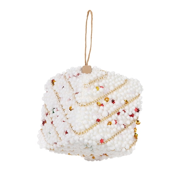 Christmas Tree Ornaments Decorations, Foam Pastel 2 Pcs Glitter Small Gift Box Shape Christmas Ornaments for Christmas Tree Hanging Pendants Xmas Tree Decoration