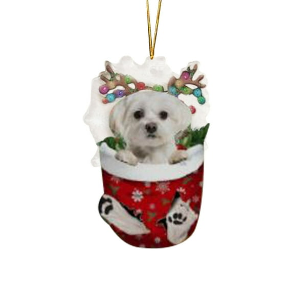 Christmas Tree Ornaments, Dog Themed Decorations, Funny Puppy Hanging Pendants for Holiday Decor, Durable Plastic Material, Colorful and Lovely Design, 3.14x2.75 Inches