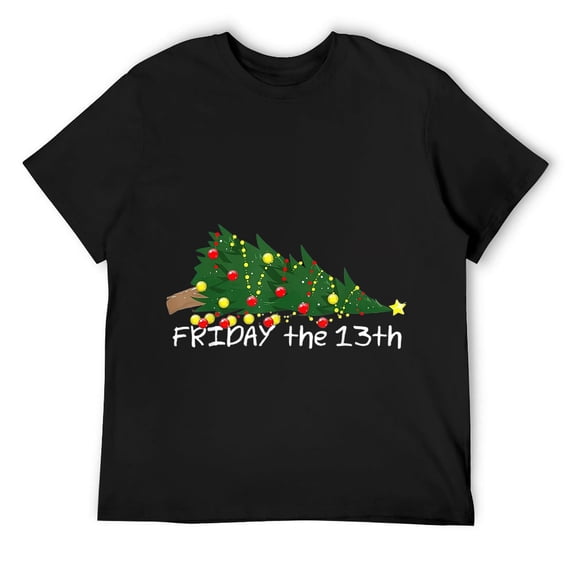 Christmas Tree Ornaments Fallen Over Friday the 13th T-Shirt Black Small
