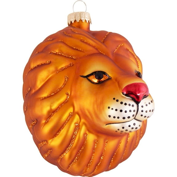 Christmas Tree Ornaments - Figurine Glass from Christmas By Krebs - Handcrafted Hanging Holiday Decor for Trees (3.25" Lion Head)