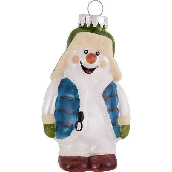Christmas Tree Ornaments - Figurine Glass from Christmas By Krebs - Handcrafted Hanging Holiday Decor for Trees (4" Snowman in Floppy Hat)