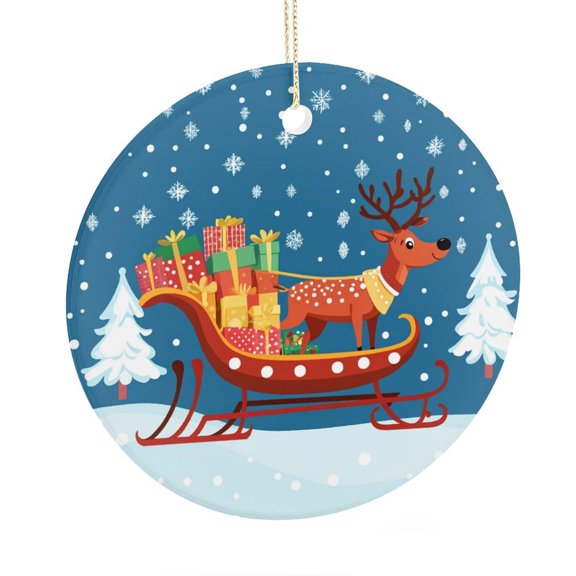 Christmas Tree Ornaments First Christmas Cute Whimsical Reindeer Personalized Christmas Ornament Winter Holiday Decor Ornament Customized Ceramic Xmas Tree Decor
